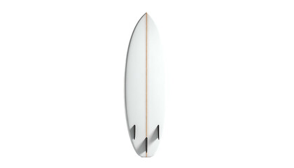 Fototapeta premium Sleek white surfboard with quad fins isolated on a black background