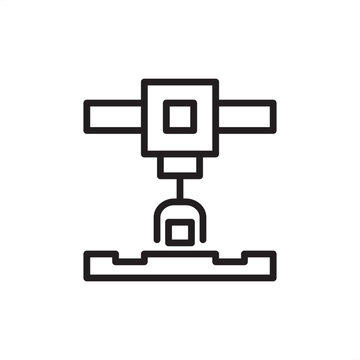Pick and place robot icon symbolizing industrial automation, precision handling, and manufacturing efficiency. Perfect for smart factory, robotics, and automated assembly system illustrations.