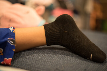 black sock foot