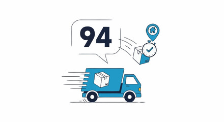 Speedy delivery truck promises fast 94-minute shipping, ensuring on-time arrival to your doorstep with a guarantee of efficient and reliable service