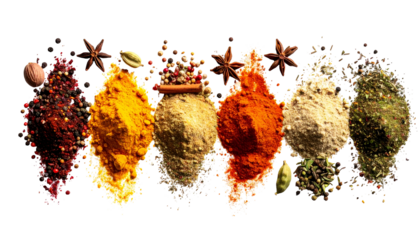 Vibrant array of assorted spices bursting with flavor on black
