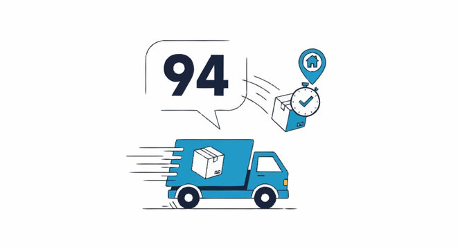 Speedy delivery truck promises fast 94-minute shipping, ensuring on-time arrival to your doorstep with a guarantee of efficient and reliable service