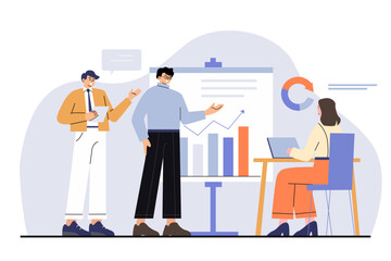 business illustration, meeting, idea, coordination, materials, work, opinion, communication, customer, employee, office worker, company, business illustration3