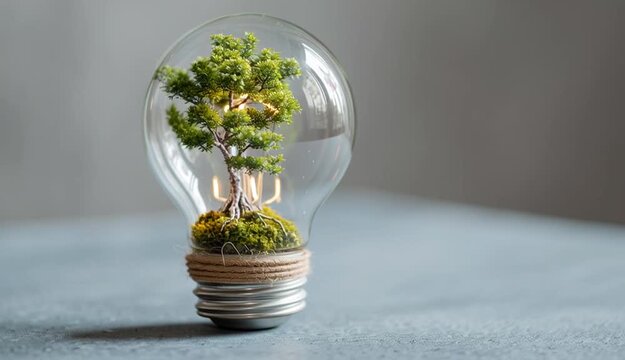 Light bulb with tree lightbulb innovation plant.
