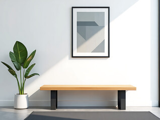Modern Hallway With Wooden Bench And Plant 479a 6a056d31 isolated on a transparent background