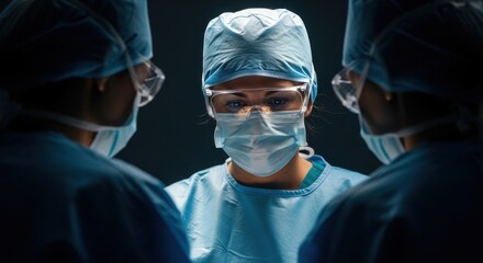 Surgical team prepares for a procedure in a modern operating room with focused intensity and professionalism
