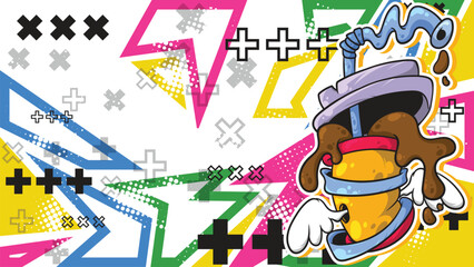 Colorful Graffiti Drink Cup Character Vector Background