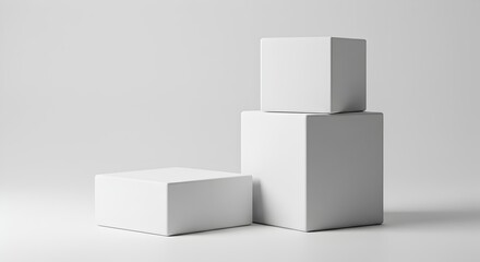 Group of White Blank Boxes Mockup for Diverse Product Presentations