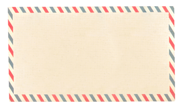 Blank vintage postcard. Old postcard template. Retro postcard on vintage paper of blue color and wave pattern