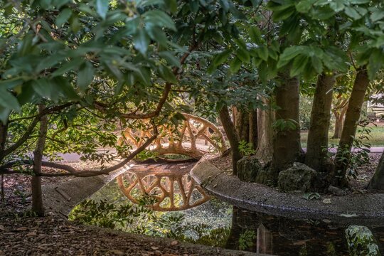 Ornate Stone Bridge in Florida Park (Parque de la Florida), Vitoria-Gasteiz, Basque Country