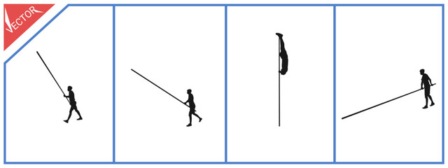 Silhouette of a pole vaulter. Suitable for sports themes. Vector illustration.