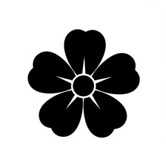 This four-leaf clover vector illustration on black, like a lucky flower or plant symbol, is a simple floral design for spring decoration