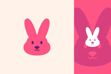 Fototapeta premium Cute Minimal Bunny Logo – Simple Adorable Rabbit Vector Icon for Kids Brand, Pet Shop, and Animal Mascot Design