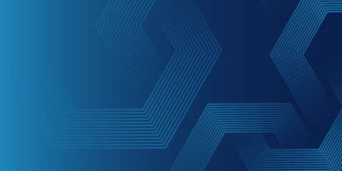 Dark blue background with hexagon geometric lines pattern. Abstract shiny hexagon lines. Futuristic technology concept
