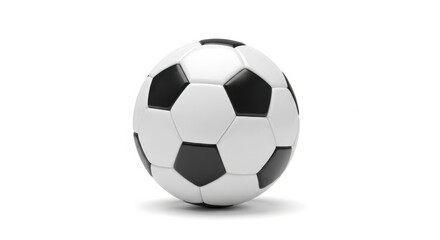 Fototapeta premium Classic black and white soccer ball on a plain background for sports enthusiasts and education