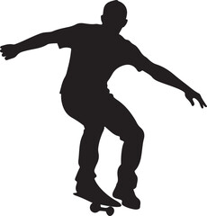 Fototapeta premium Silhouette of a skateboarder performing a trick on a white background