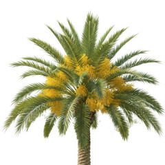 Rare date palm in full bloom, isolated on transparent background