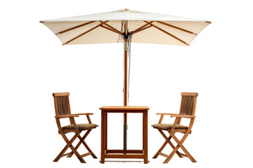 Wooden outdoor patio set with umbrella