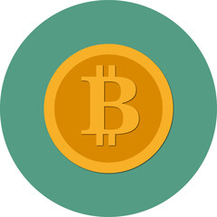 Bitcoin coin icon in flat style for cryptocurrency