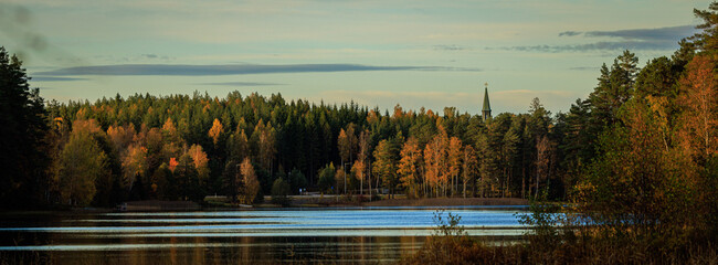 sunset over the lake