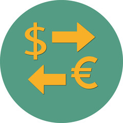 Currency exchange icon with dollar and euro symbols