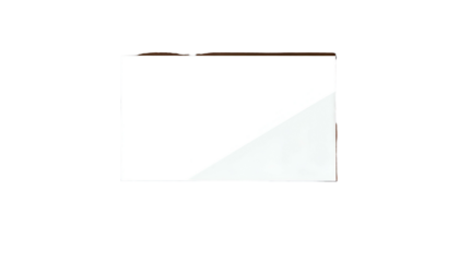 White rectangular screen with faint diagonal line set against a stark black background