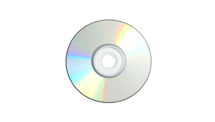 Silver compact disc with rainbow reflections on a black background