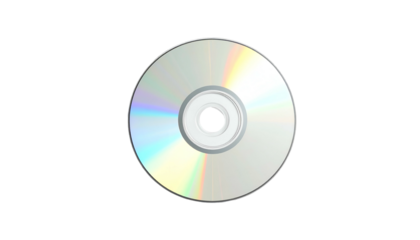 Silver compact disc with rainbow reflections on a black background