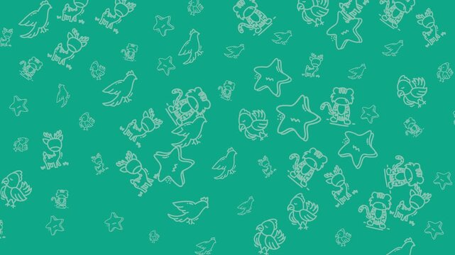 Doodle Animal Seamless owl and star pattern. Perfect for crafts, stationery, textiles, and childrens products. Adorable and versatile design for various projects.