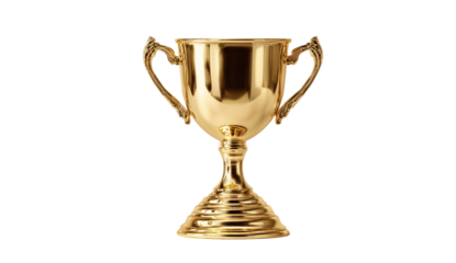 Polished gold trophy cup, isolated