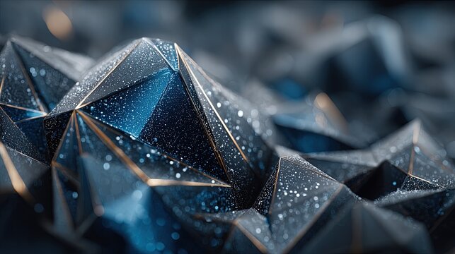 Futuristic abstract tech background low-poly shapes and a cool blue cybernetic glow