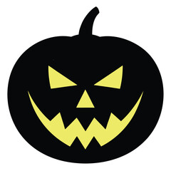 The spooky orange pumpkin jack-o'-lantern face is isolated on white for Halloween celebration