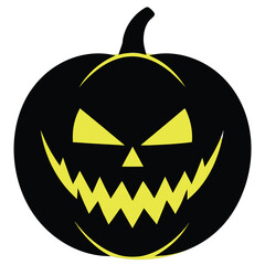The spooky jack-o'-lantern with an evil smile is an isolated orange halloween pumpkin illustration for the October holiday season