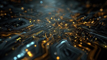 Circuitry entwined with cosmic dust futuristic abstract tech background