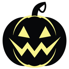 October's spooky, scary jack-o'-lantern carving with an evil face and orange light is a classic Halloween decoration
