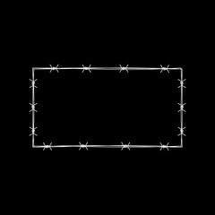 Barbed wire frame rectangle icon isolated on black background