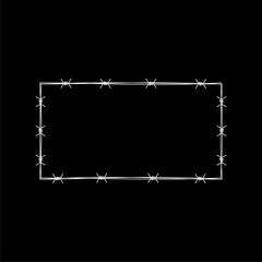  Barbed wire frame rectangle icon isolated on black background