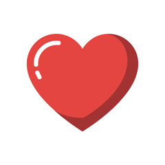 A simple red heart icon with a subtle highlight and shadow effect.
