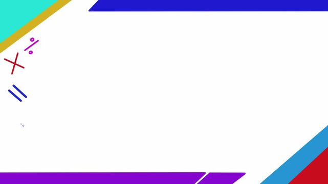 Colorful Abstract Geometric Shapes and Math Symbols Animation.