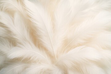 Fototapeta premium Soft white feathers close-up with gentle textures and delicate details forming a light, dreamy abstract background for peaceful mind concepts. Ai generative