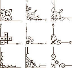 Vintage Doodle Frame Collection, Floral Corner Doodle Elements