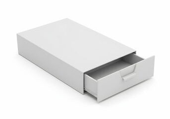 Naklejka premium Slightly Open White Drawer Packaging Box with Slide-Out Tray - Realistic Mockup Template