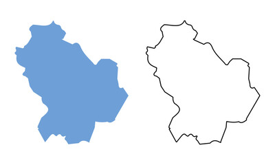 Map of Abruzzo is a region of Italy. Map with detailed outlines and blue silhouettes.