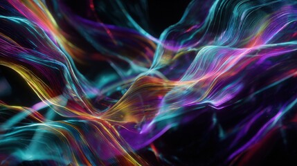 Fototapeta premium Vibrant neon fractals dancing across infinite voids abstract tech background