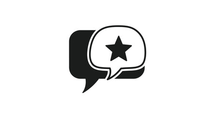 Speech bubble with star icon symbolizing feedback opinion rating success and communication vector