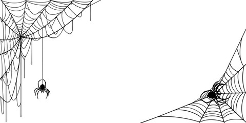 Spider web Halloween frame, dividers. vector eps