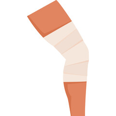 Illustration Of A Bandaged Human Leg With Brown Skin Tone And White Bandage Material On A Transparent Background Representing Injury And Healing