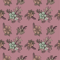 Soothing Batik Floral Harmony in Dusty Rose Mauve Tones