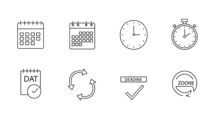 Hand drawn icons representing calendar dates time and tasks for planning and organization vector