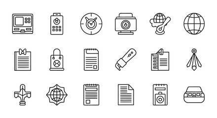 Collection of business and technology icons hand drawn style for digital projects and presentations vector